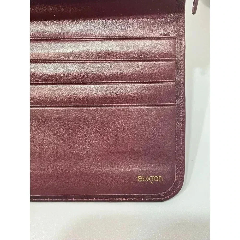 Vintage | Buxton Marble Glazed Velvet Cowhide Bifold Wallet Purse with zippered - Picture 6 of 9